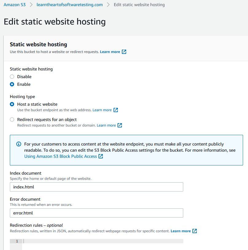 static webiste config